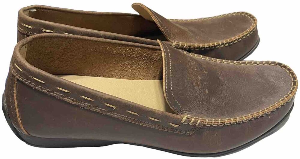 Frye Mens Lewis Venetian Driving Penny Loafer Brown Leather Shoes Size 10